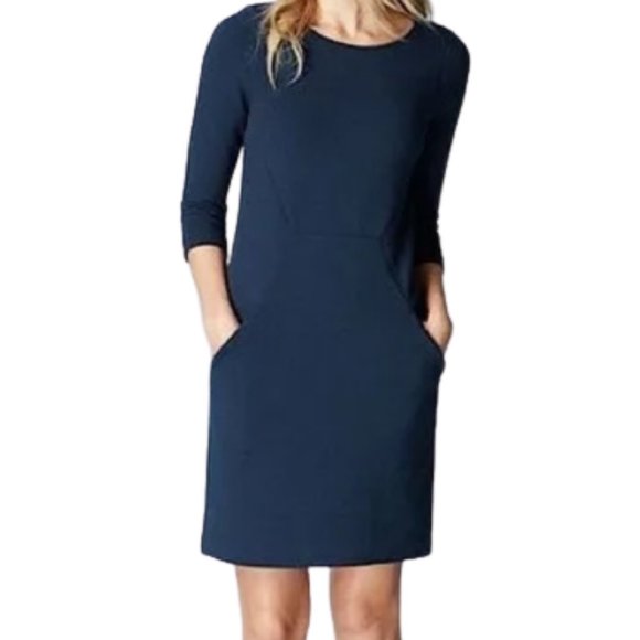 Boden Dresses & Skirts - Boden Seam Detail Cotton Sheath w/Pockets - Navy Blue - 4